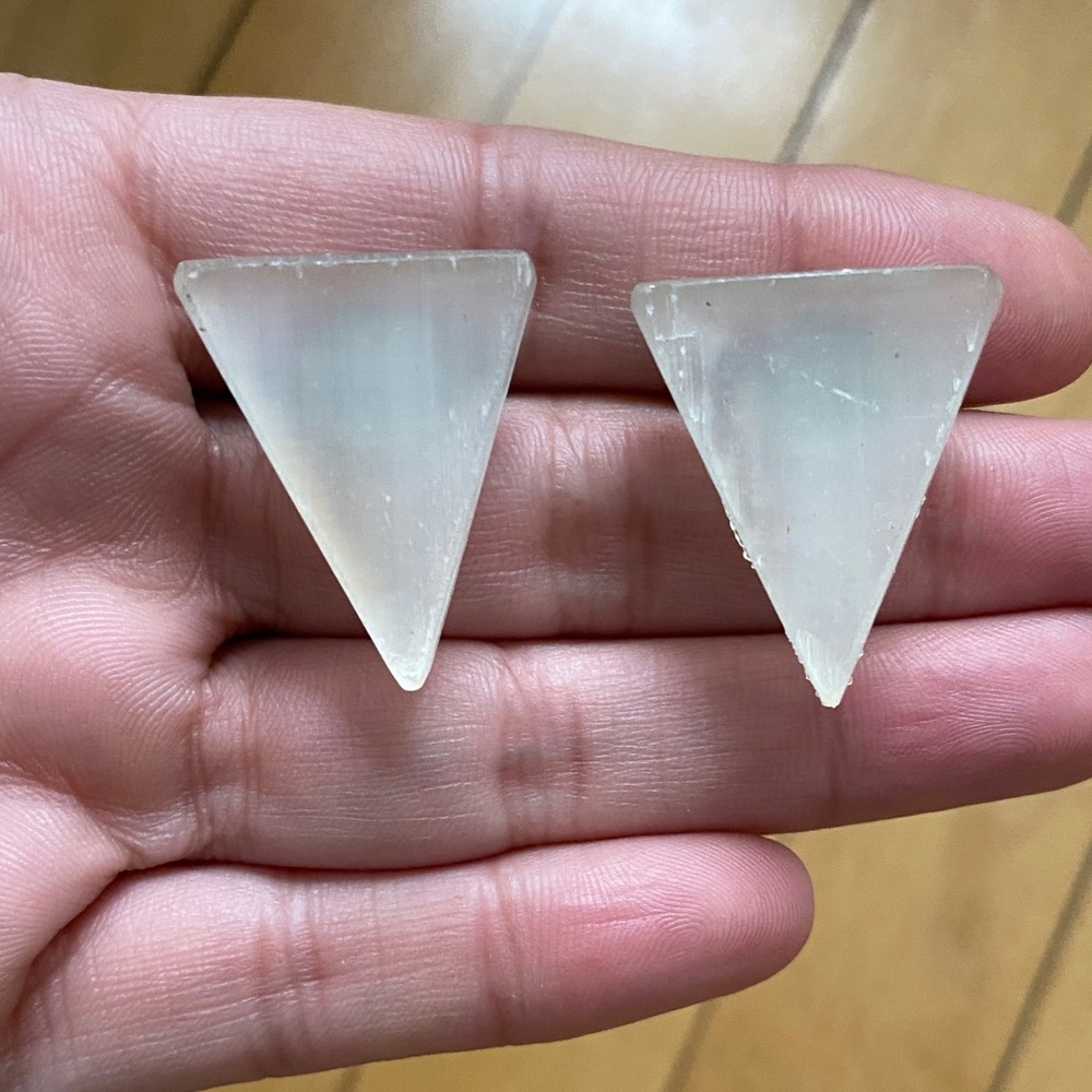 Triangle Selenite Earrings